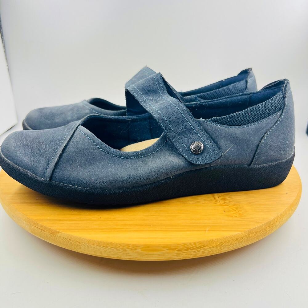 Earth Spirit Cloud Ease Mary Jane Comfort Flats Blue Faux Suede Women's 9.5
